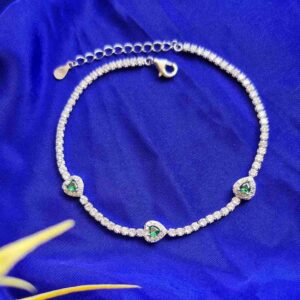 925 Sterling Silver Tennis Bracelet for Women & Girls (Hallmark Stamped)green